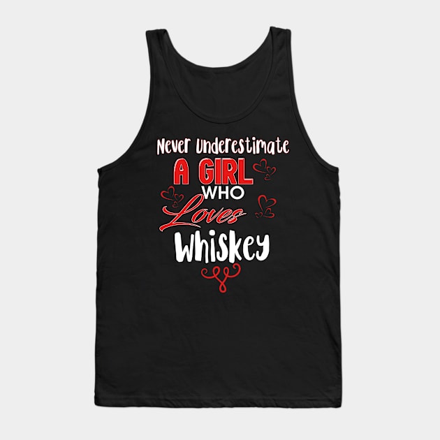 Never Underestimate A Girl Who Loves Whiskey Tank Top by Lin Watchorn 